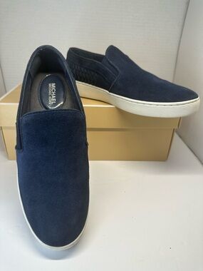 MICHAEL Michael Kors Women’s Stevie Navy Suede Slip-On Sneakers Size 8 Medium